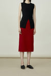 SWAYING/KNIT cashmere pocket straight skirt SW24RE3B03 red